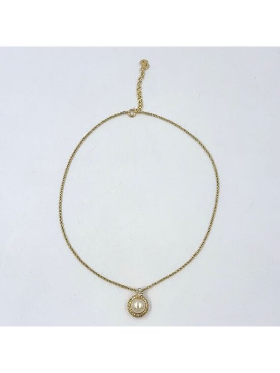 Dior Jewelry - Dior Line Stone Faux Pearl Gold Necklace
